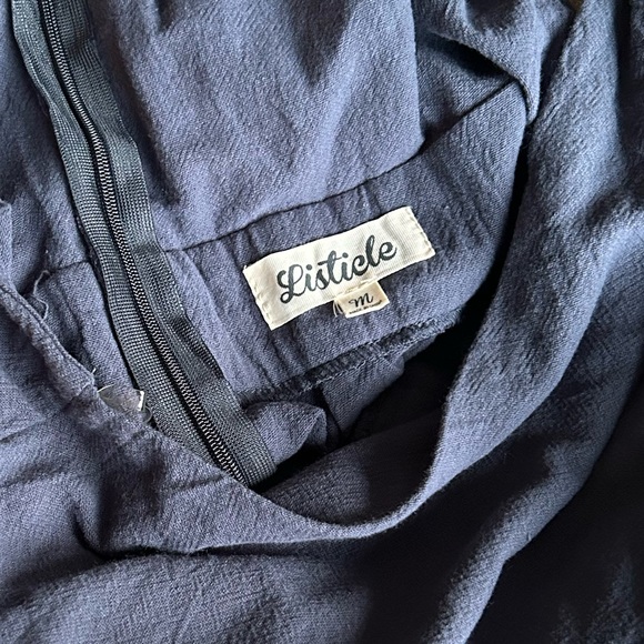 Listicle Short Halter Romper With Waist Tie in Blue Gray. Women’s Medium - Picture 7 of 8